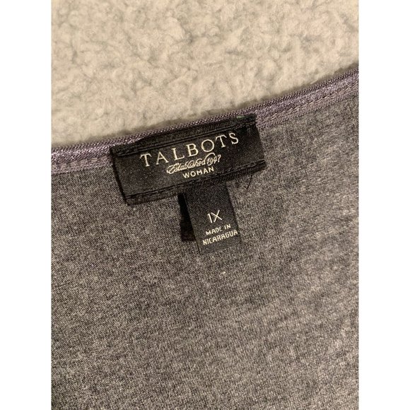 Talbots 1X Shirt Top Gray Long Sleeve Classic Layering Stretch Soft Scoop Neck - Picture 2 of 8